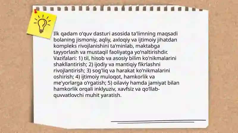 Ilk qadam oʻquv dasturi asosida 3