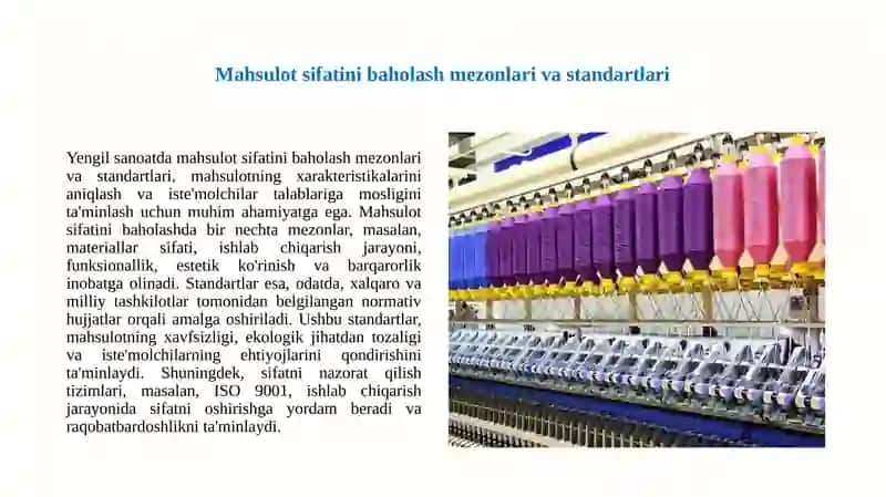 Yengil sanoatda mahsulot sifatini nazorat qilish 3