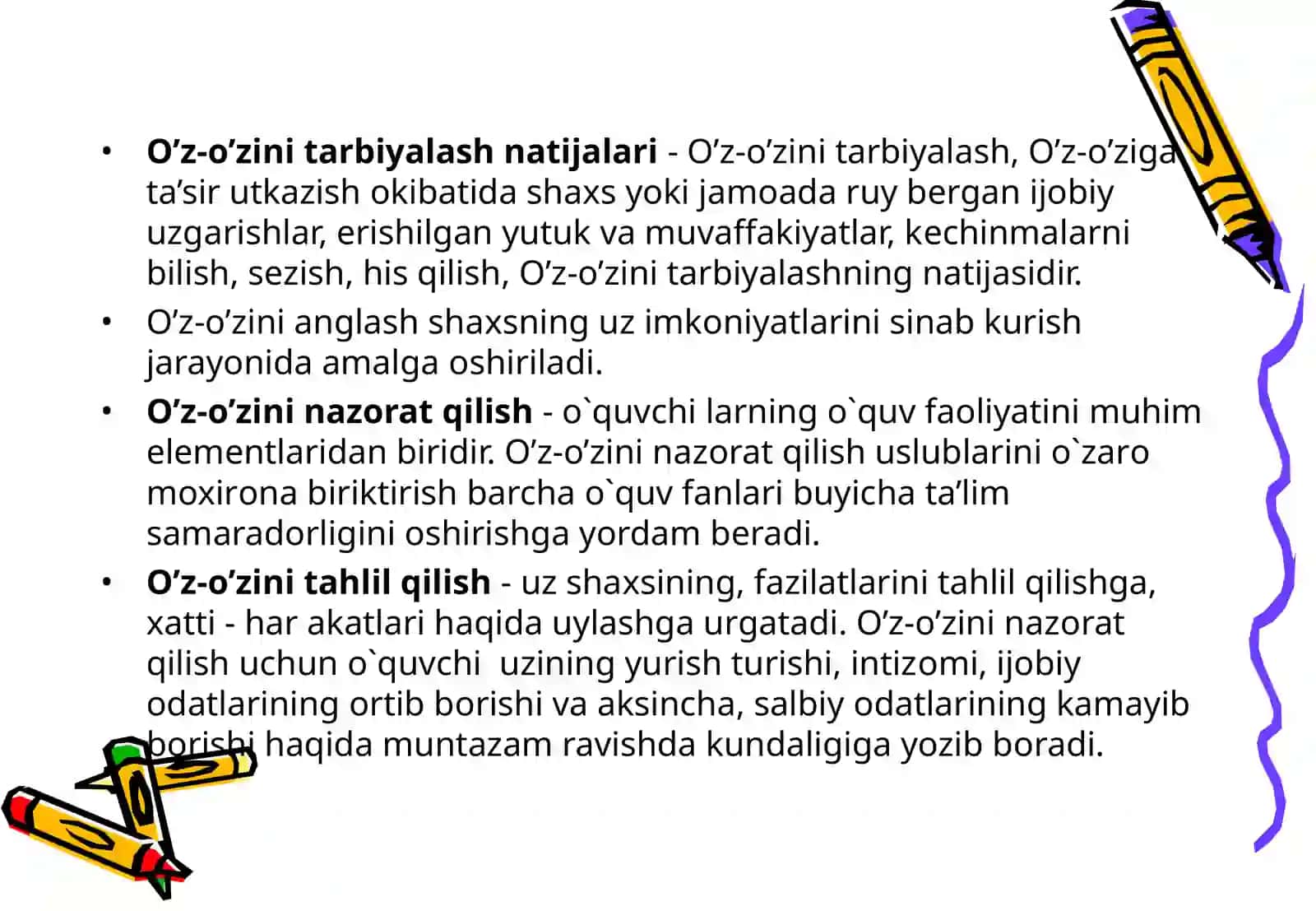 O'z-o'zini tarbiyalash 3