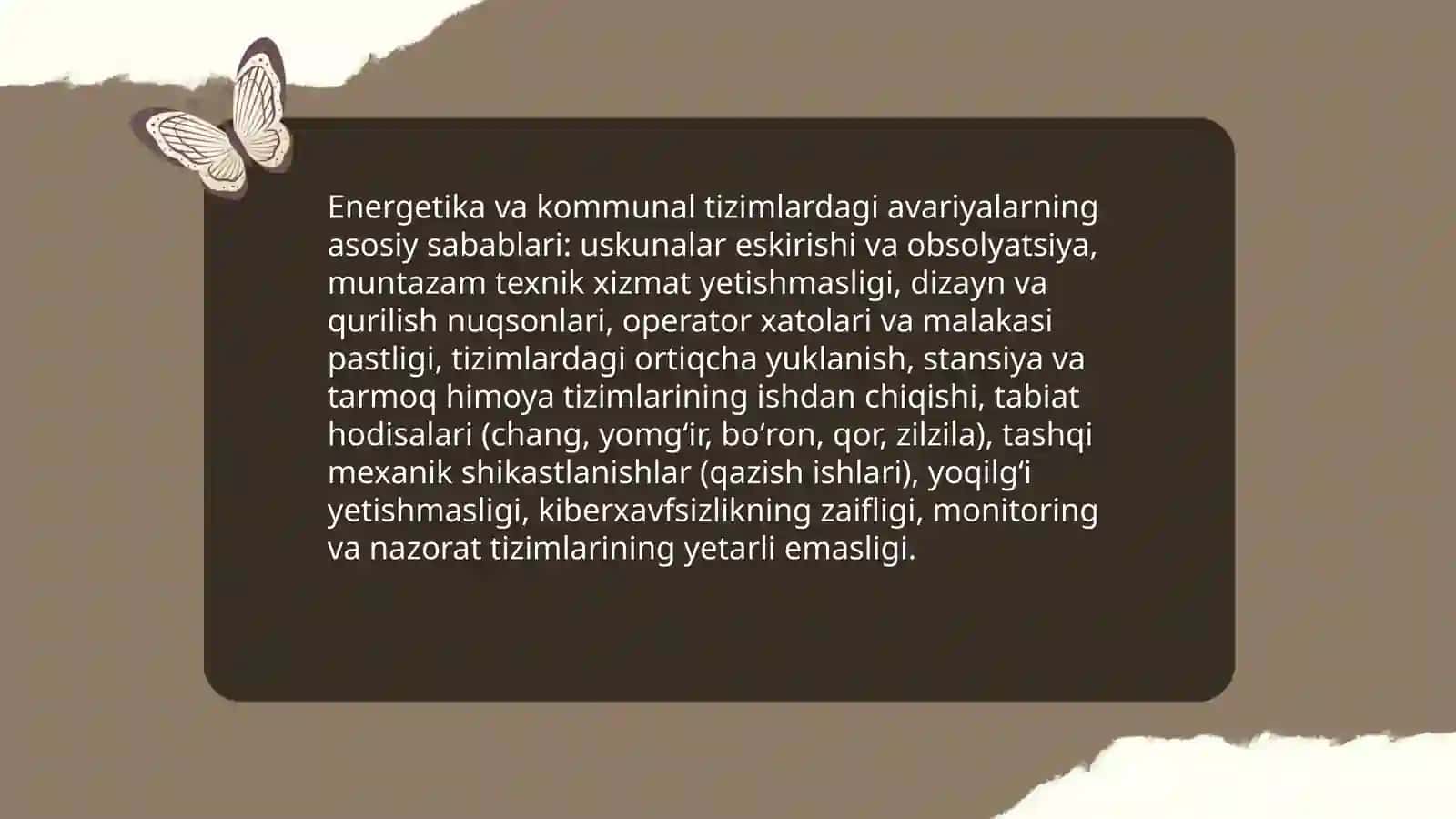 Energetika va kommunal tizimlardagi avariyalar 3