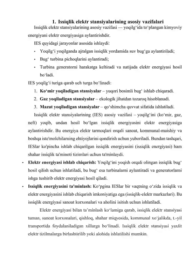 Mavzu: Issiqlik elektr stansiyalarida bug‘ ishlab chiqarish 3