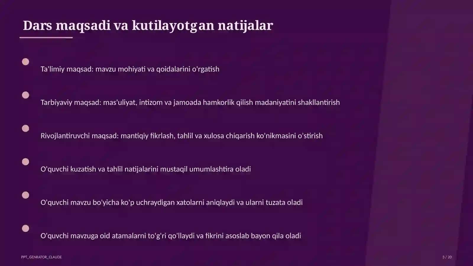 Dars rejasi 3