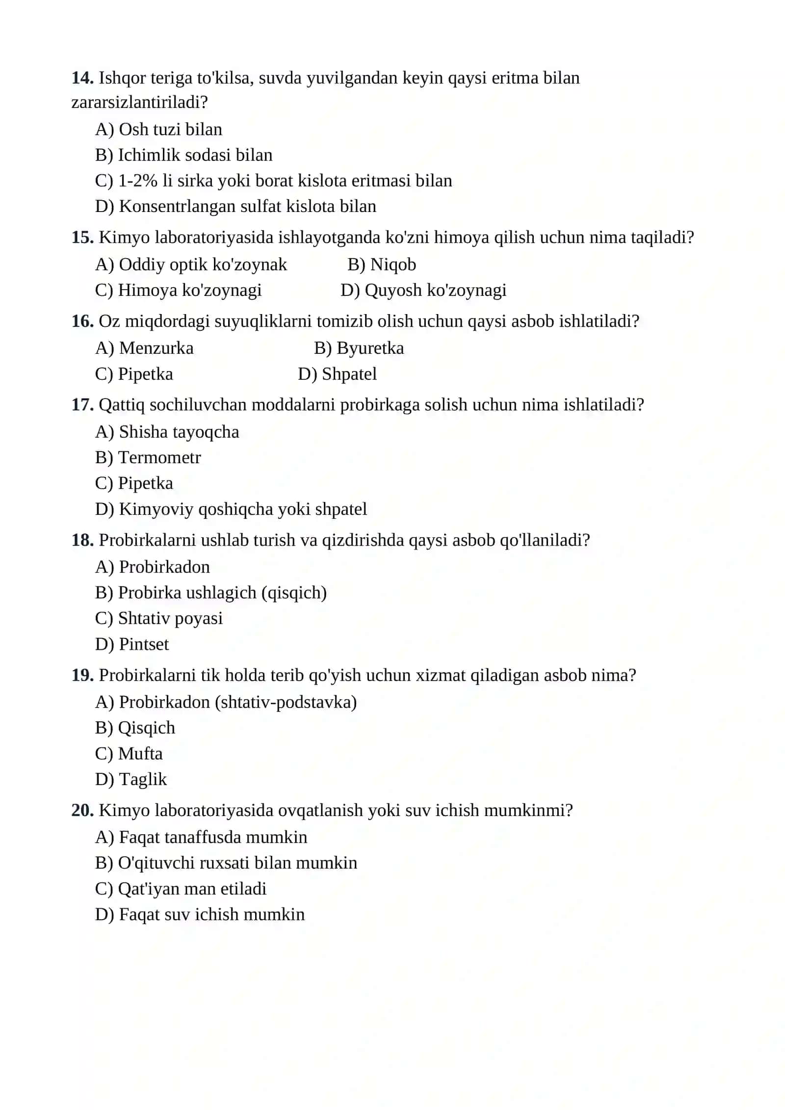 7-SINF KIMYO FANIDAN TESTLAR TO'PLAMI 3