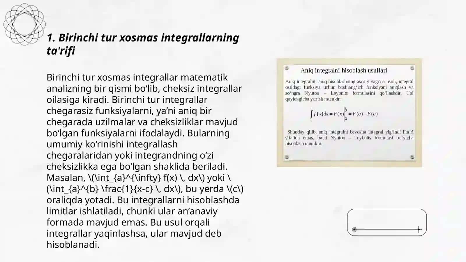 Birinchi tur xosmas integral 3