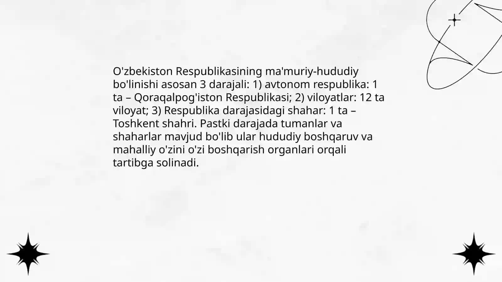 O'zbekiston Respublikasining ma'muriy hududiy tuzulishi 3