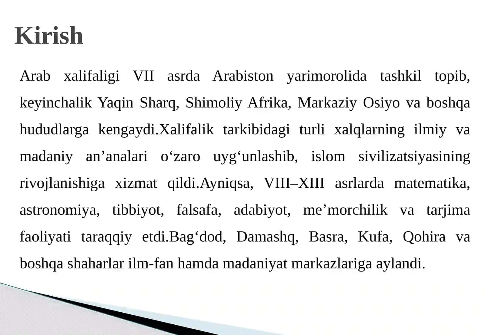 ARAB XALIFALIGIDA MADANIY HAYOT 3