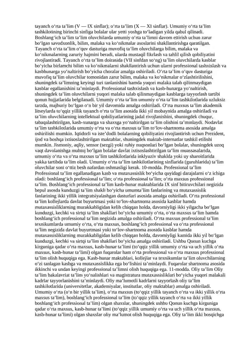 O‘zbekiston Respublikasining Ta’lim To‘g‘risida Qonuni 3