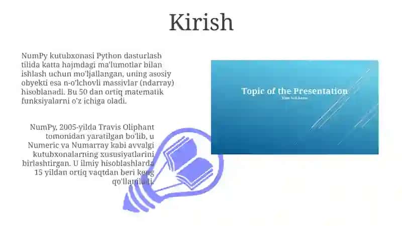 Python dasturlash tilida Numpy kutubxonasi bilan ishlash 3