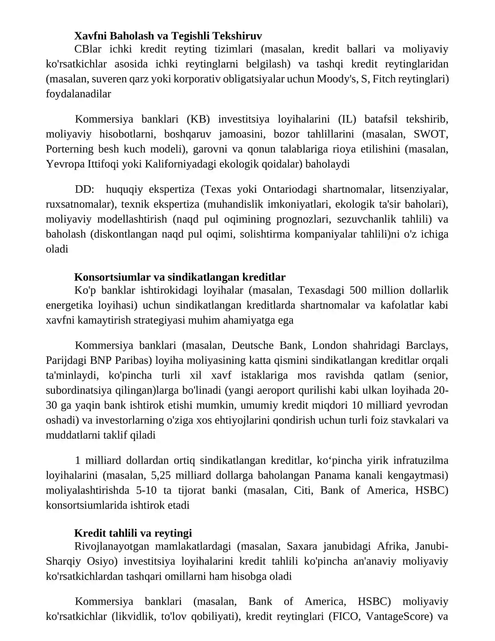 Investitsiya loyihalarini moliyalashtirishda tijorat banklarining o'rni 3