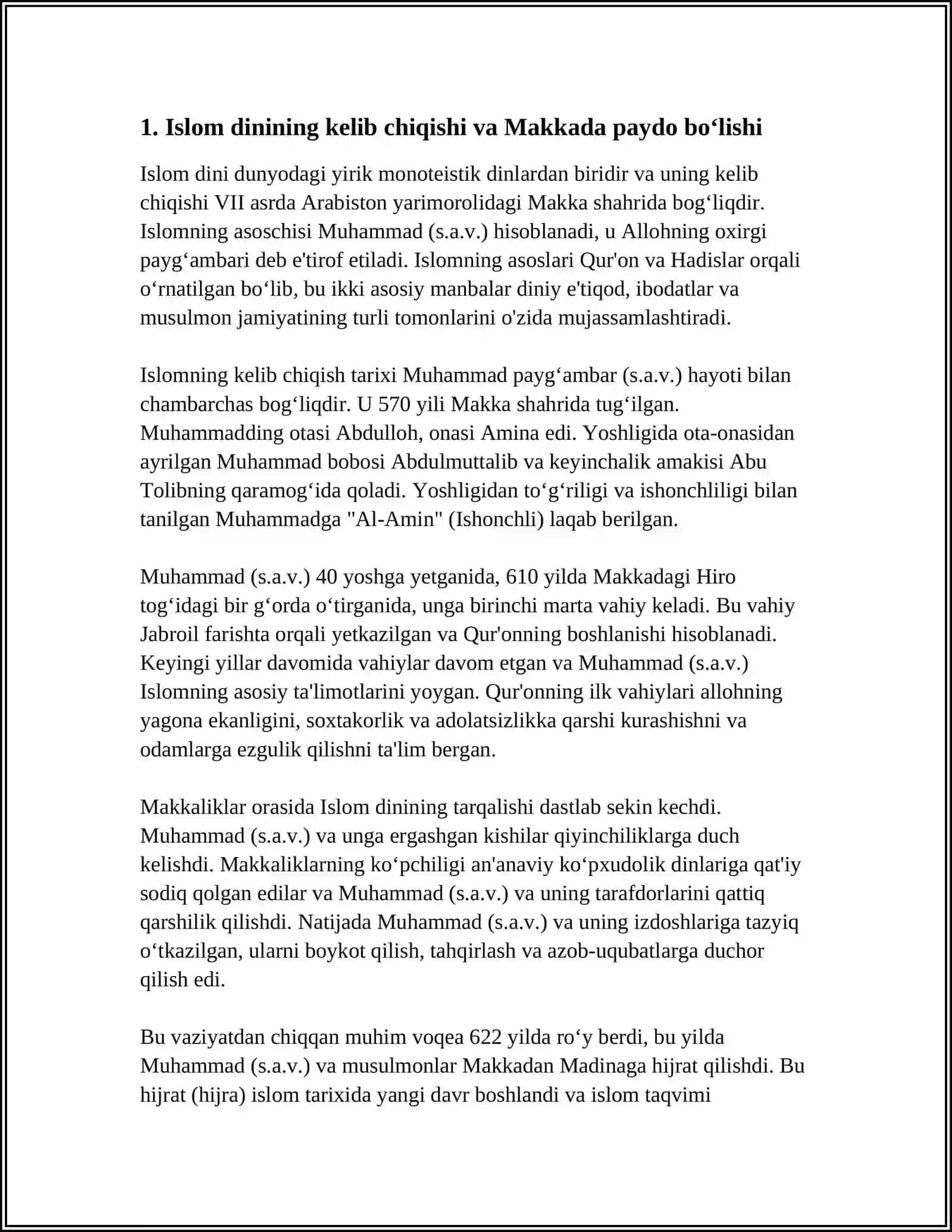 MUXTASAR ISLOM TARIXI MAZMUNI 3