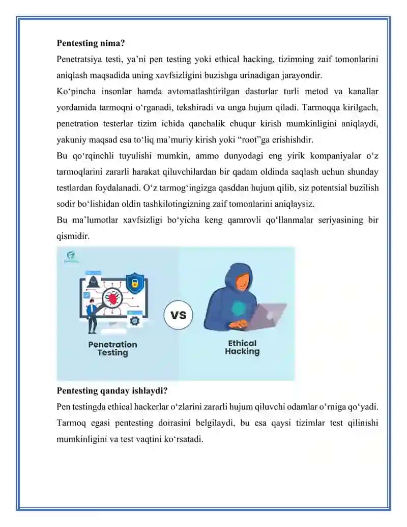 Pentesting usul va vositalarining tahlili. 3