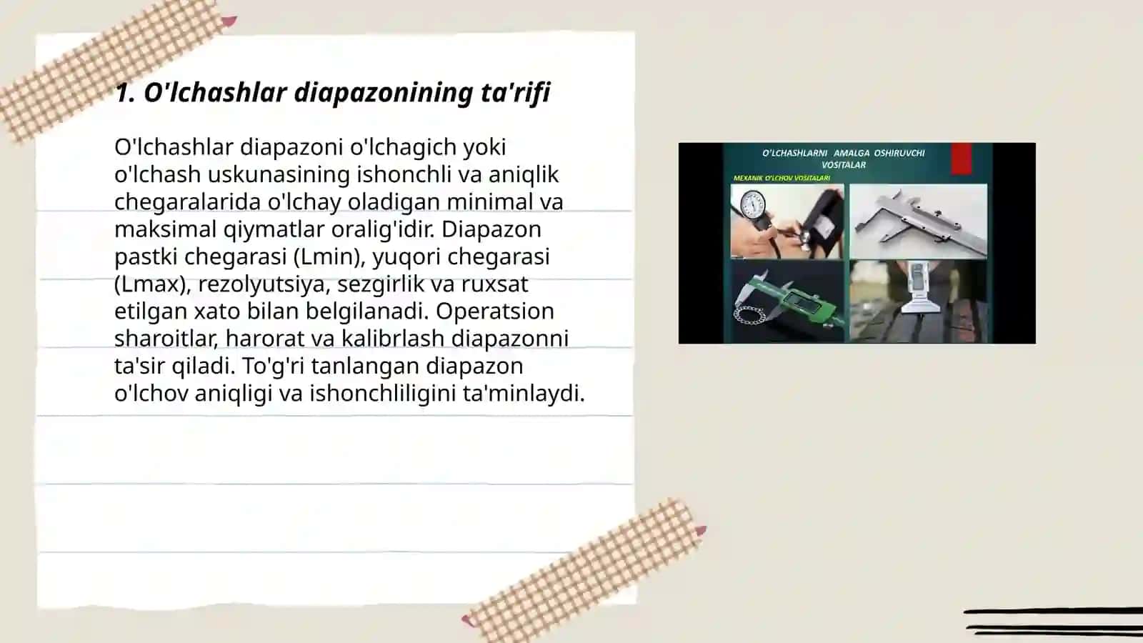 O'lchashlar diapazoni 3