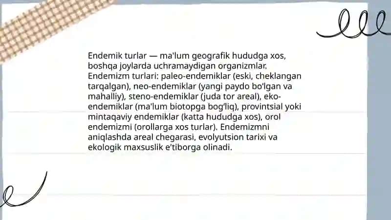 Endemik turlar haqida 3