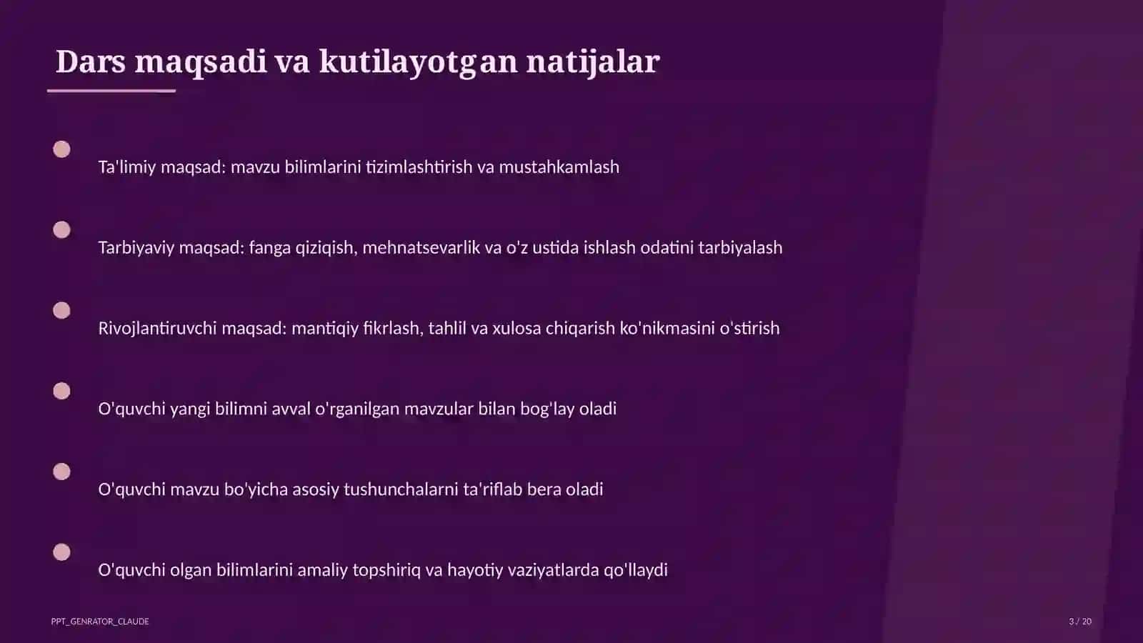 Sinf soati va tarbiyaviy tadbirlar (1–11) — o'qituvchilar uchun 3