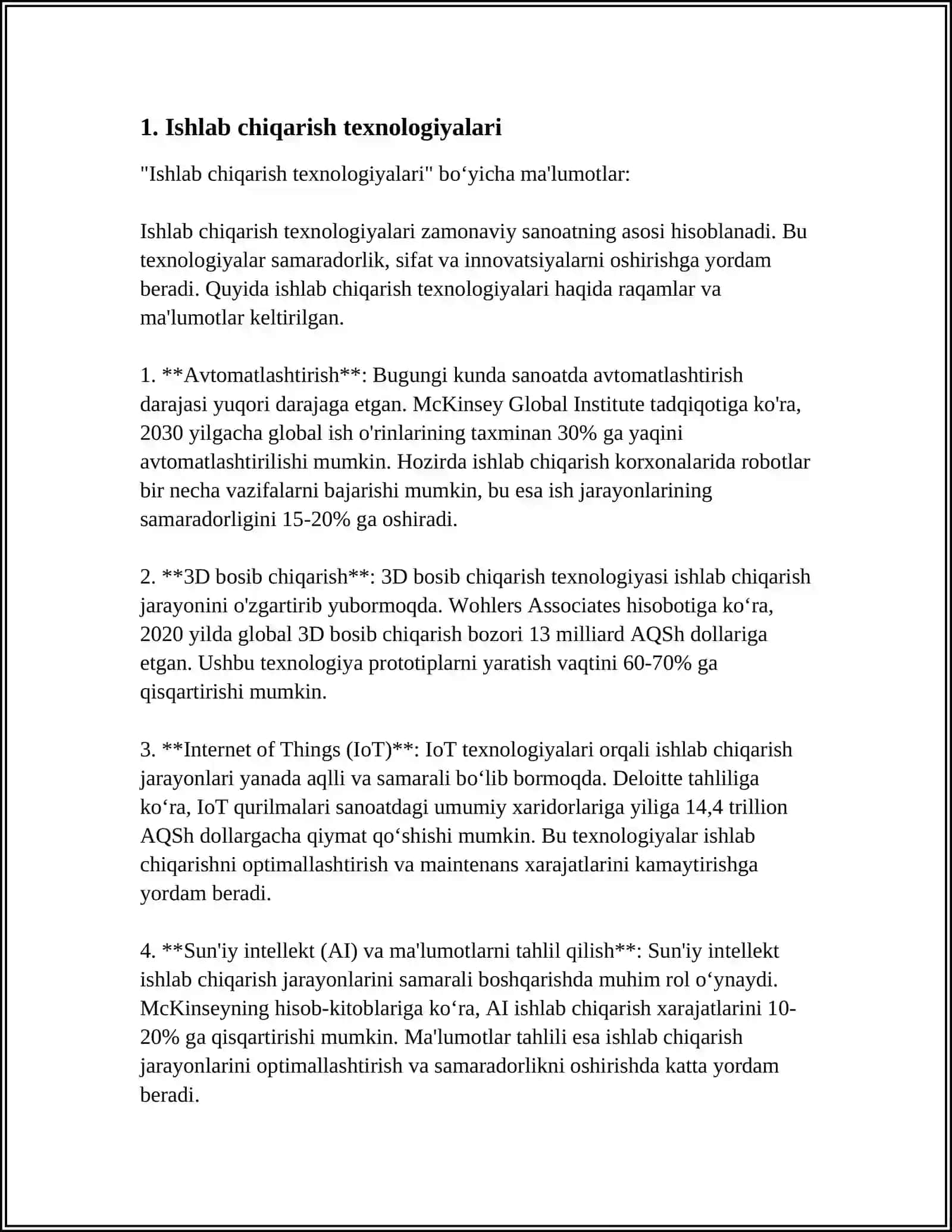 Ishlab chiqarish texnologiyalari 3