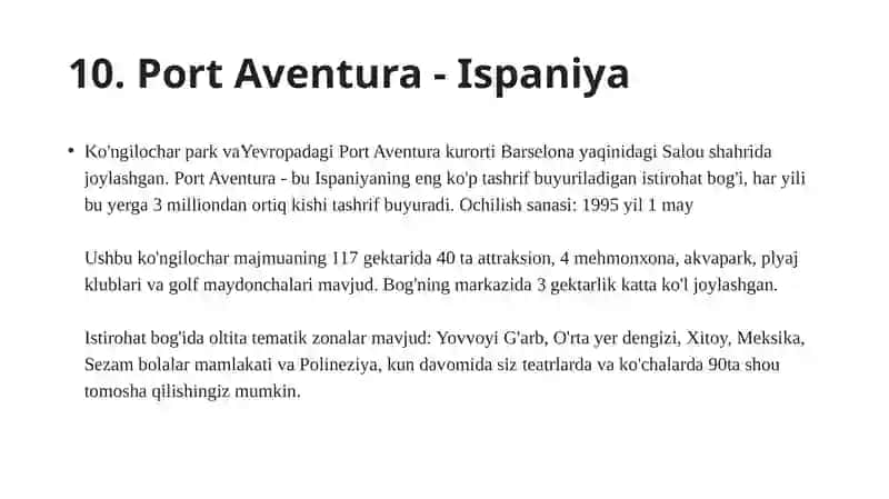 Dunyoning 10 ta eng yaxshi istirohat bog’lari 3