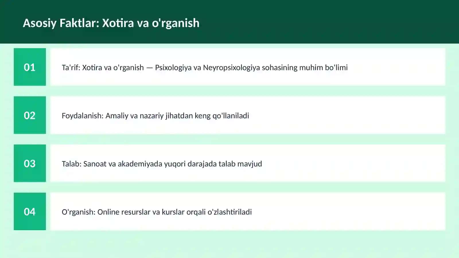 Xotira va o'rganish 3
