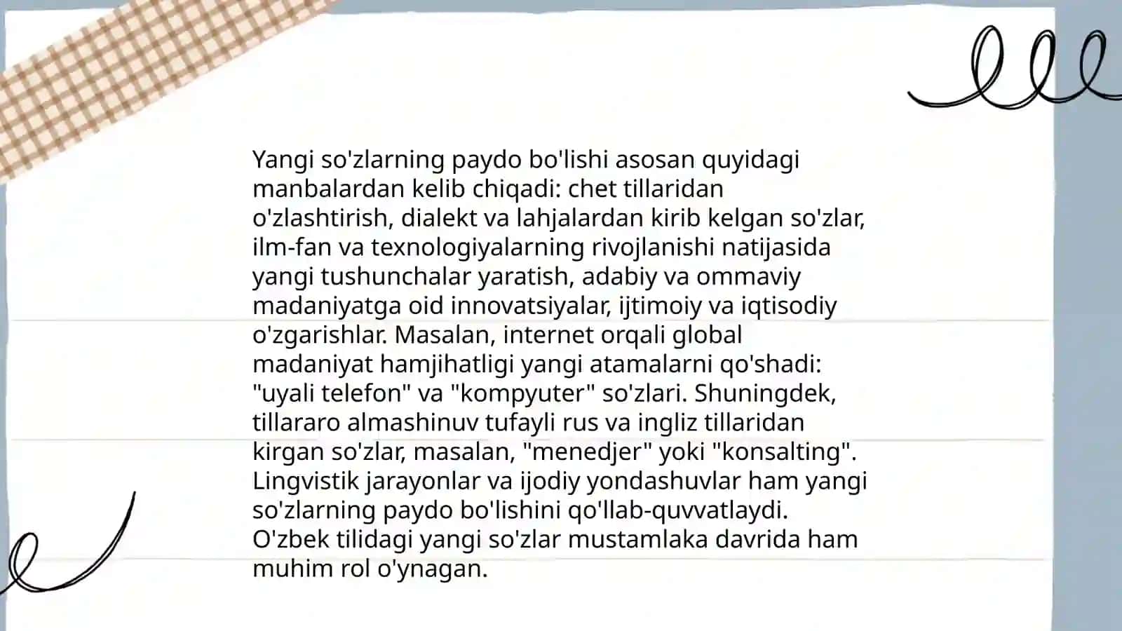 O'zbek tili leksikasining boyish manbalari 3