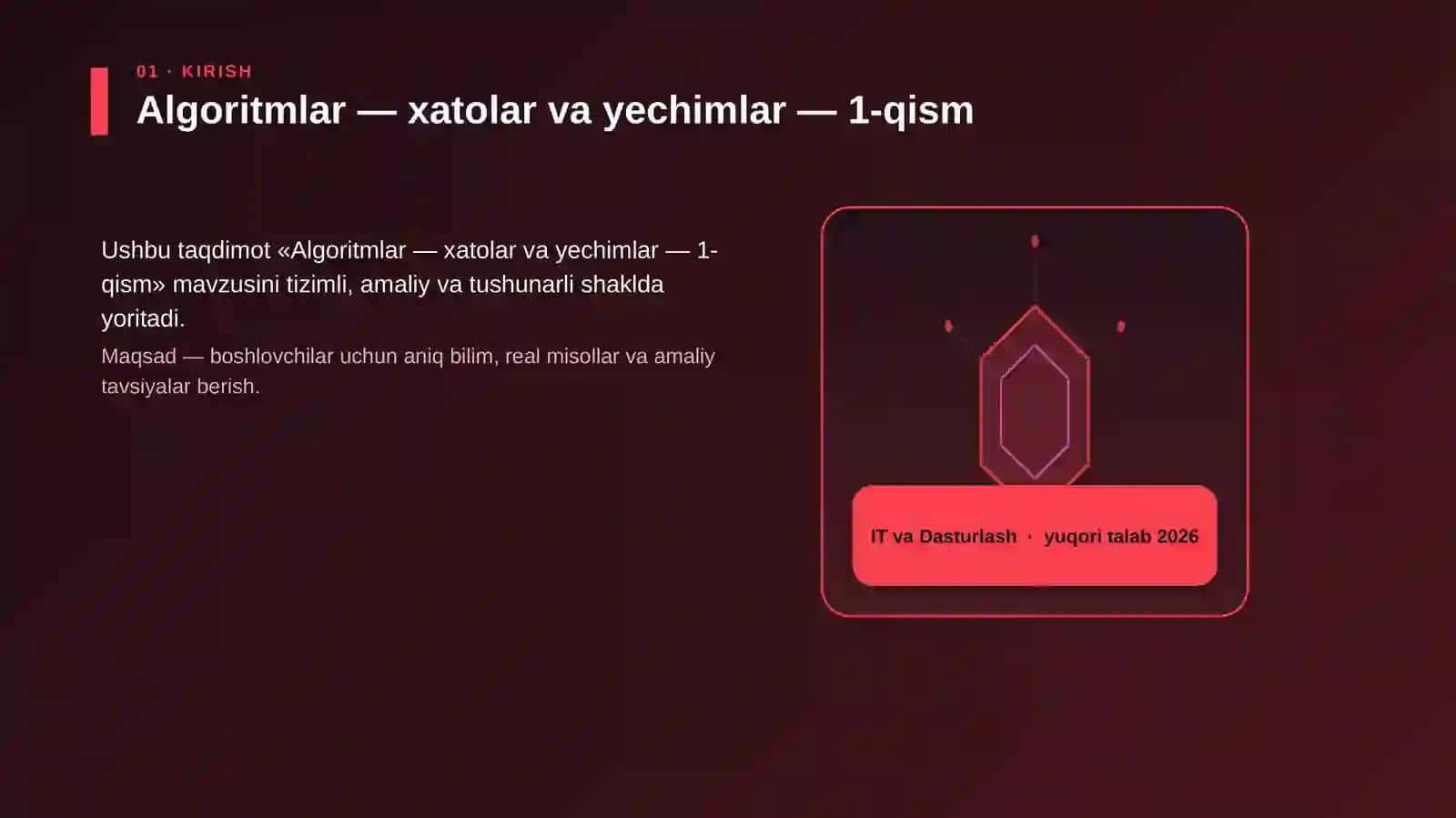 Algoritmlar — xatolar va yechimlar — 1-qism 3