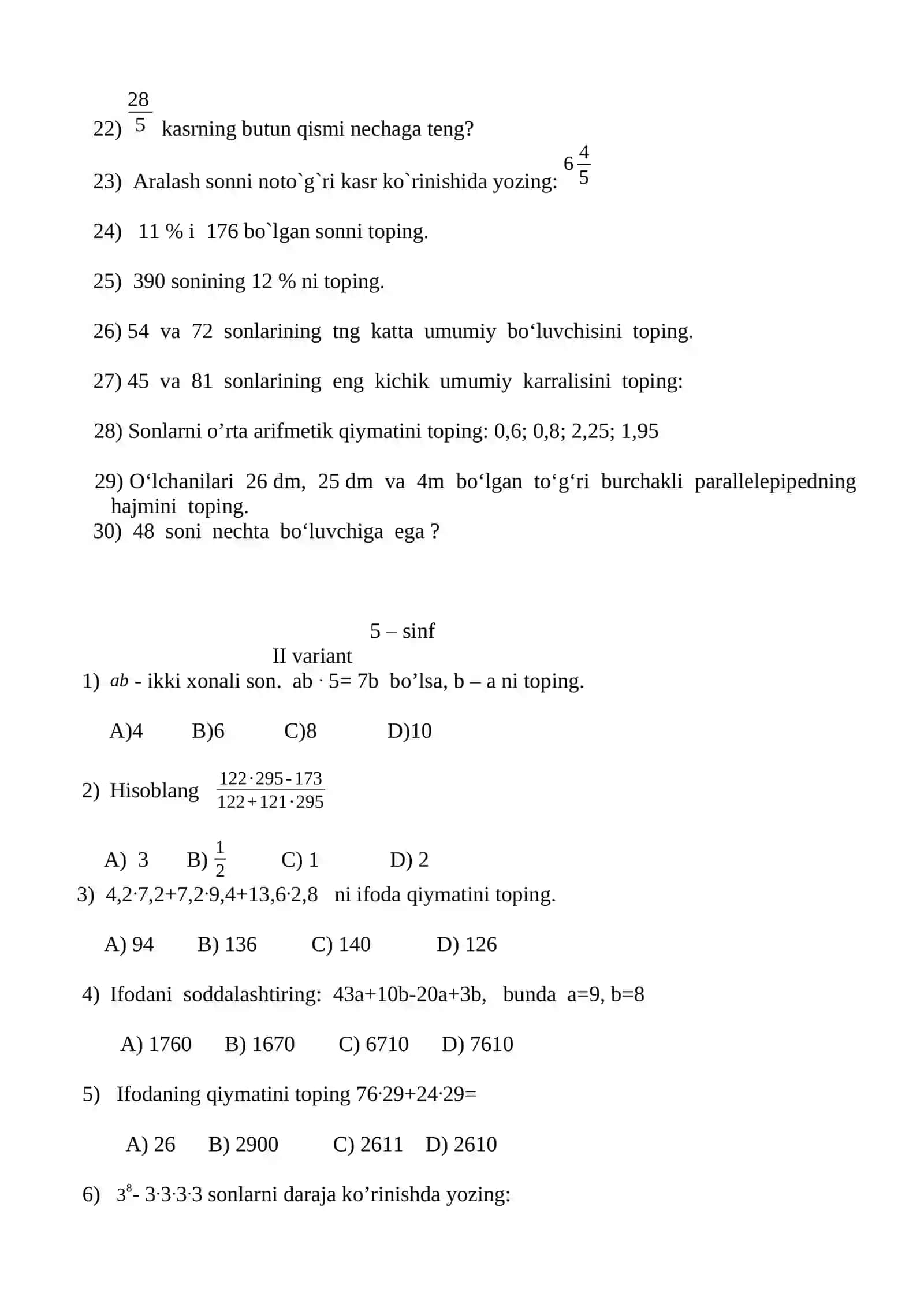 5 – sinf 3