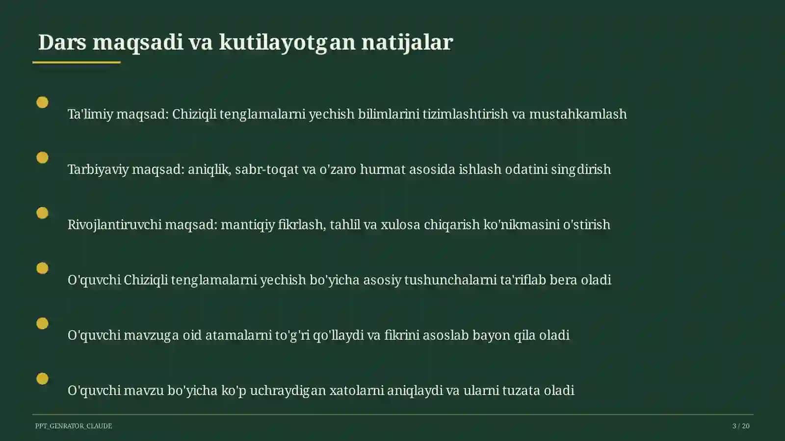 Chiziqli tenglamalarni yechish (6-sinf) 3