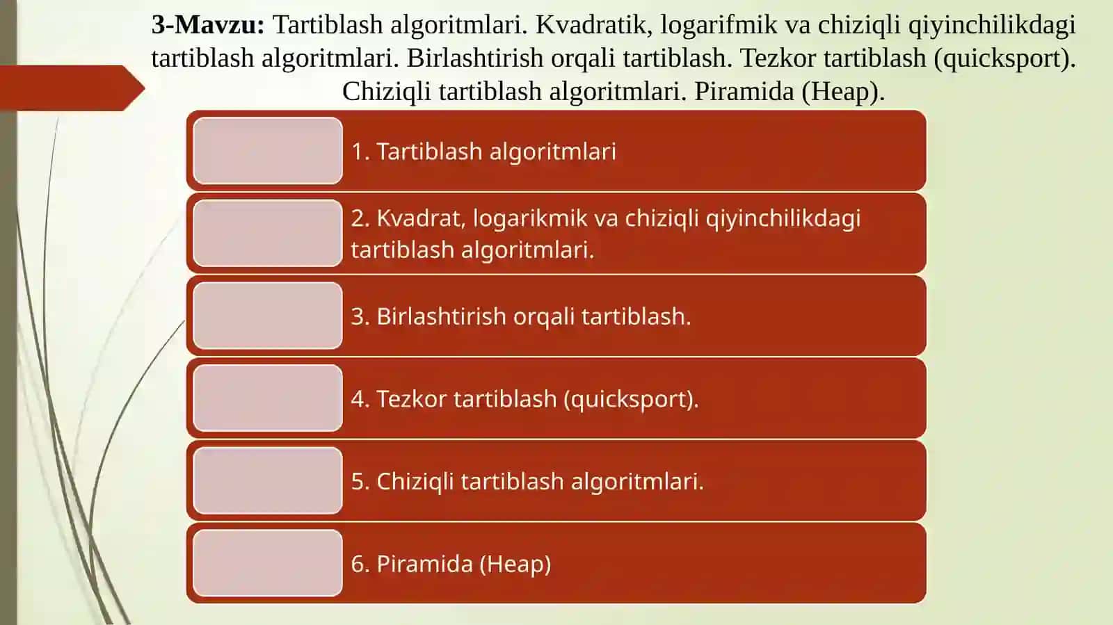 ALGORITMLAR va Berilganlar Strukturasi 3