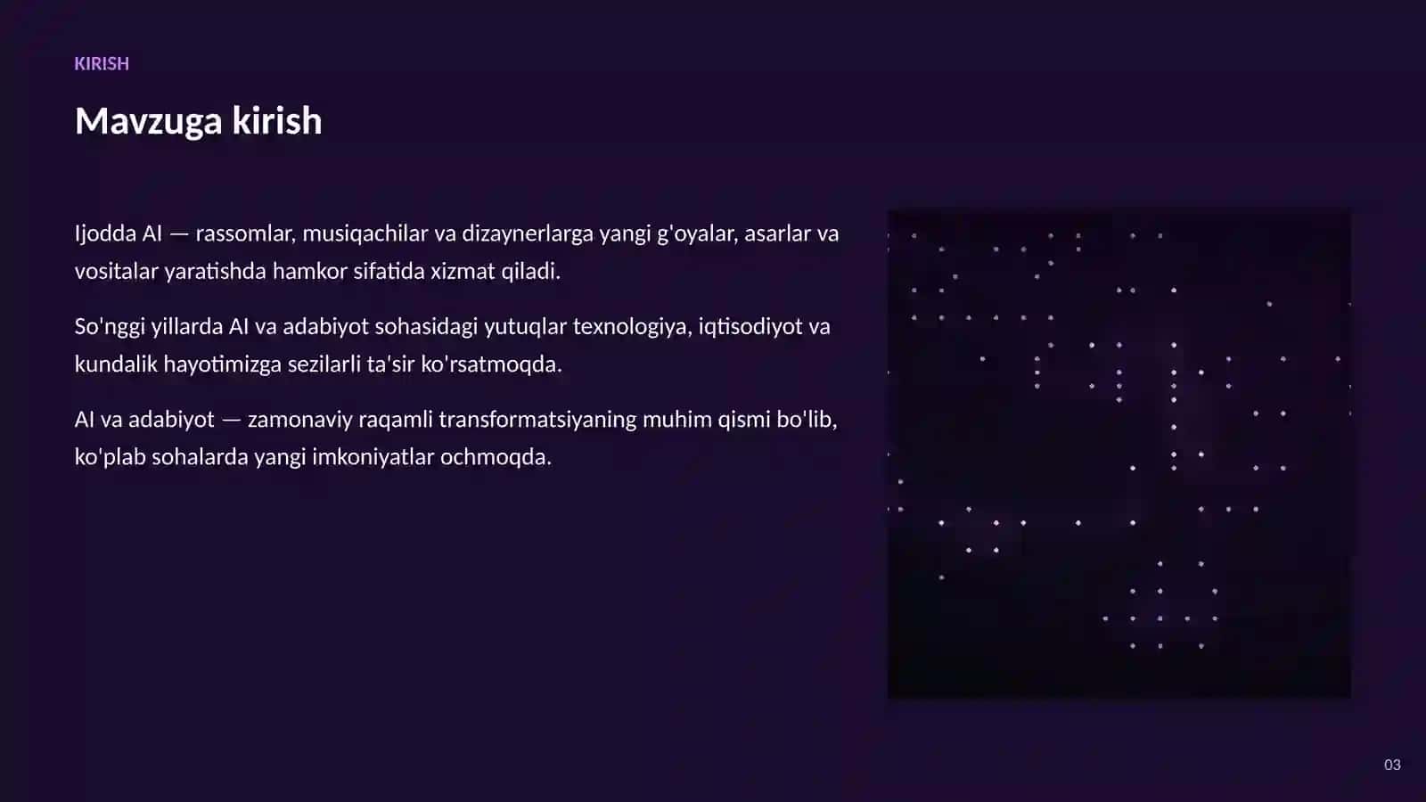 SUN'IY INTELLEKT • AI IJOD VA SAN'ATDA 3