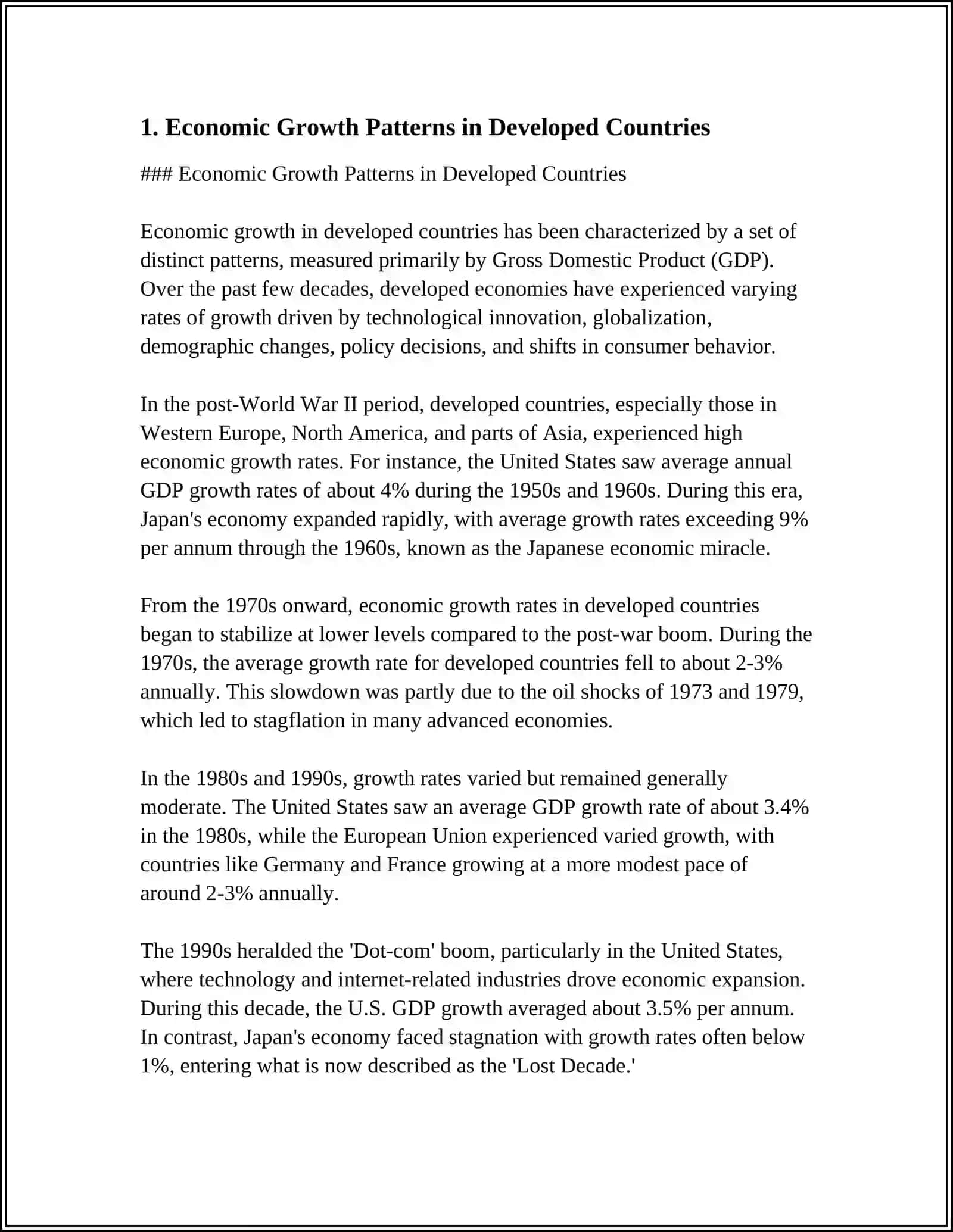 Economic Growth Patterns in Developed Countries 3