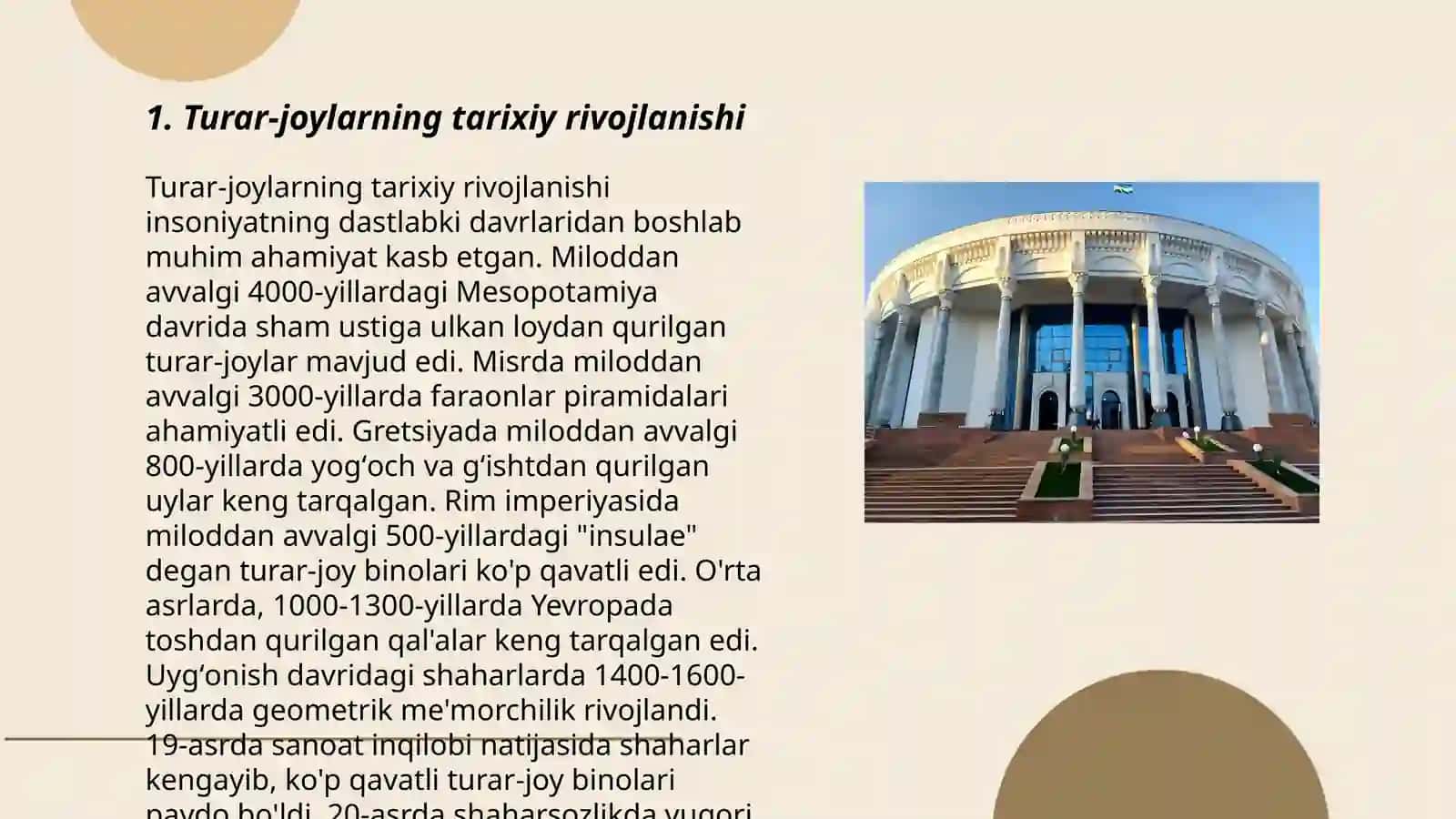 Turar-joylarning tarixiy rivojlanishi 3