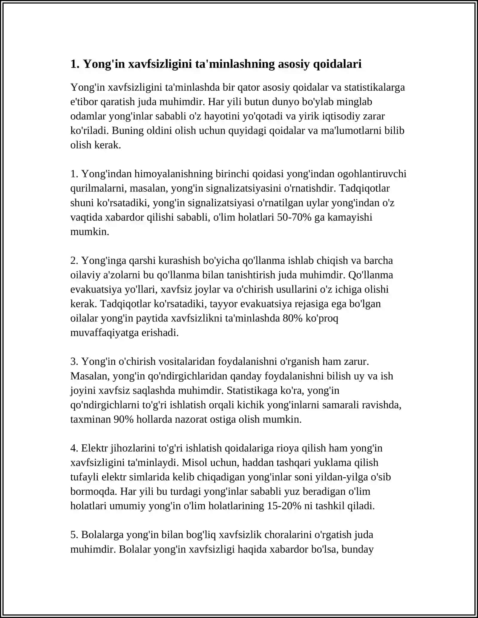 YONGʻIN XAVFSIZLIGI XAVFSIZLIK QOIDALARI FANIDAN 3