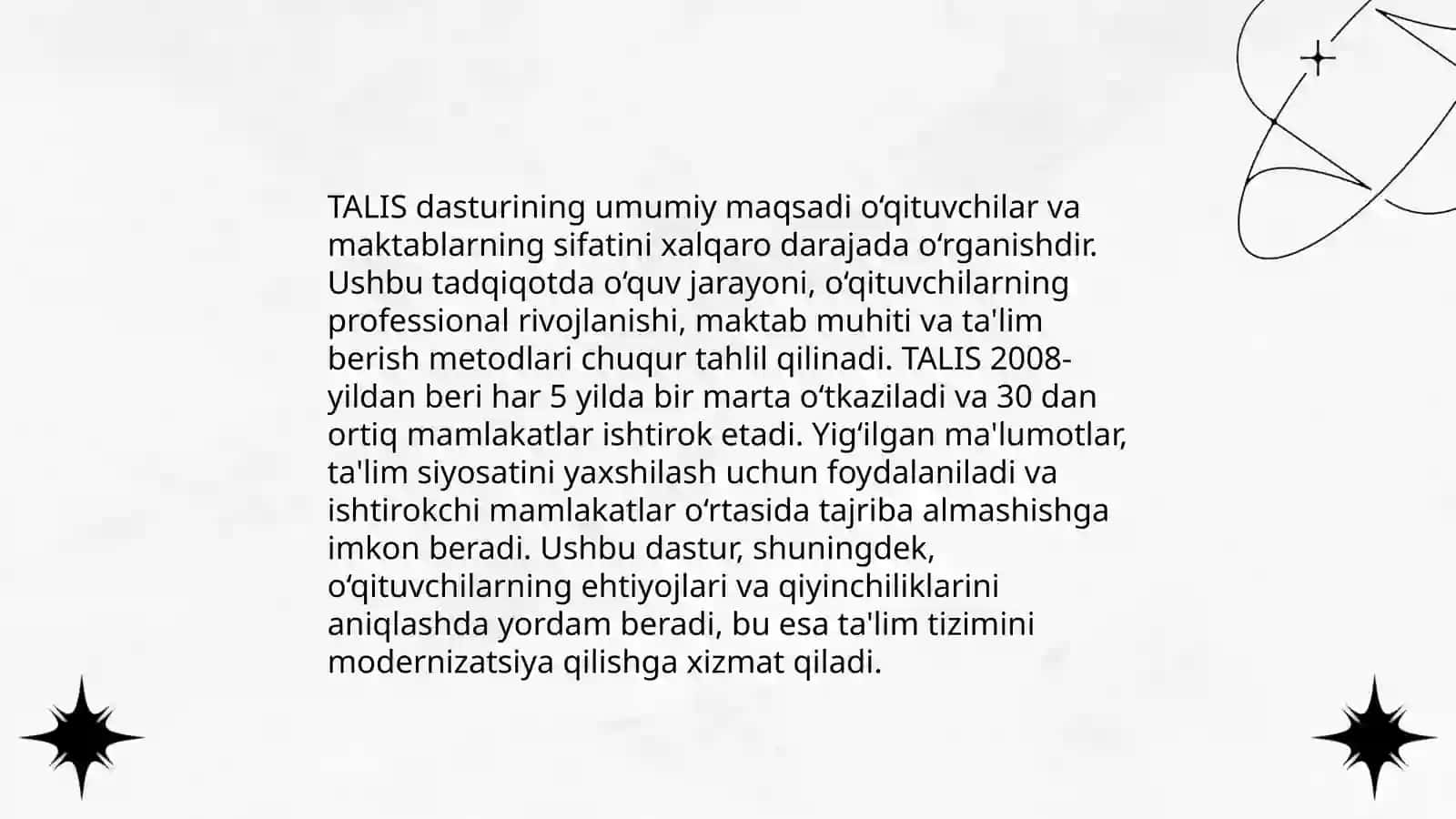 TALIS xalqaro baholash dasturi 3