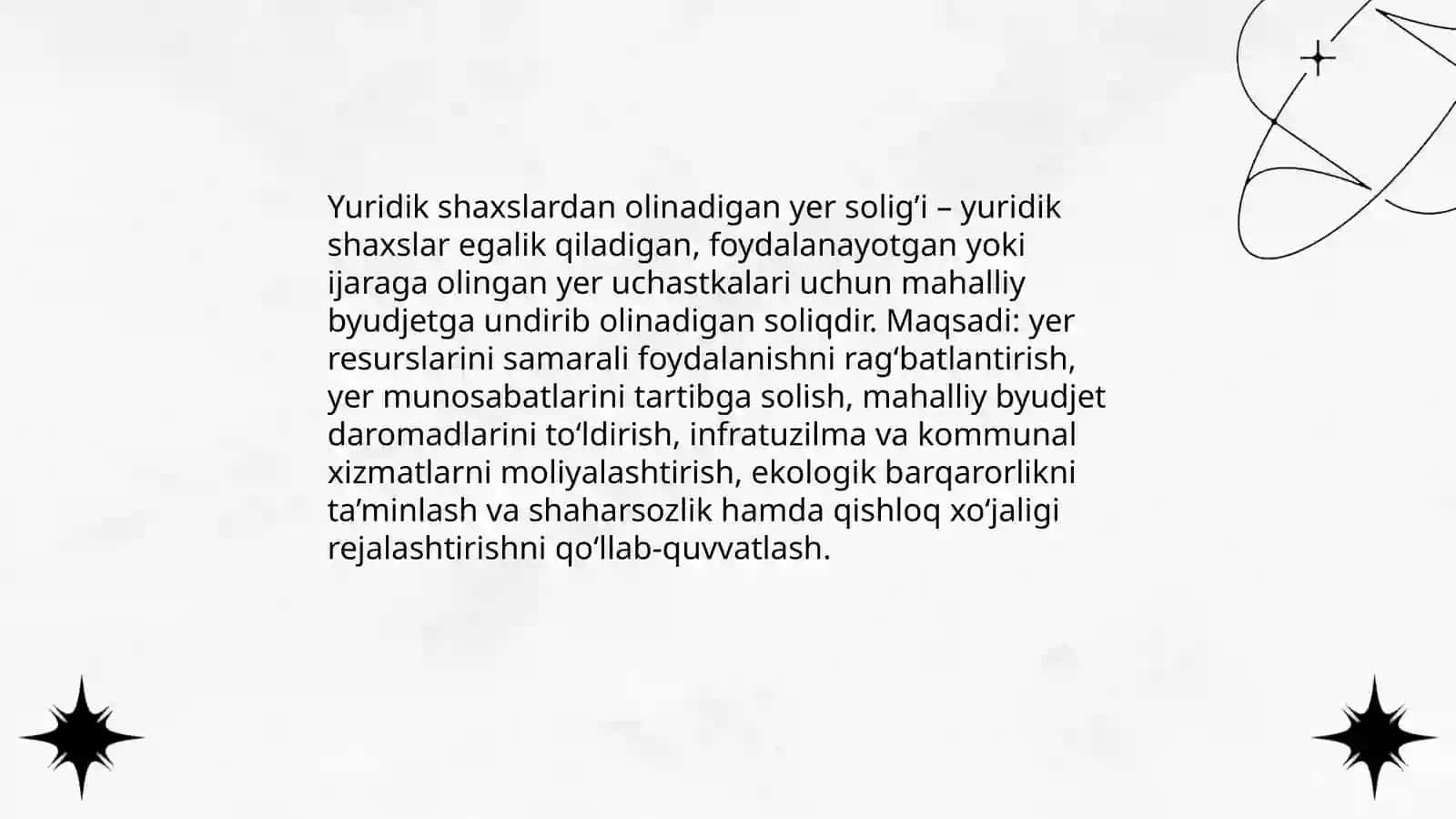 Yuridik shaxslardan olinadigan yer solig’i 3