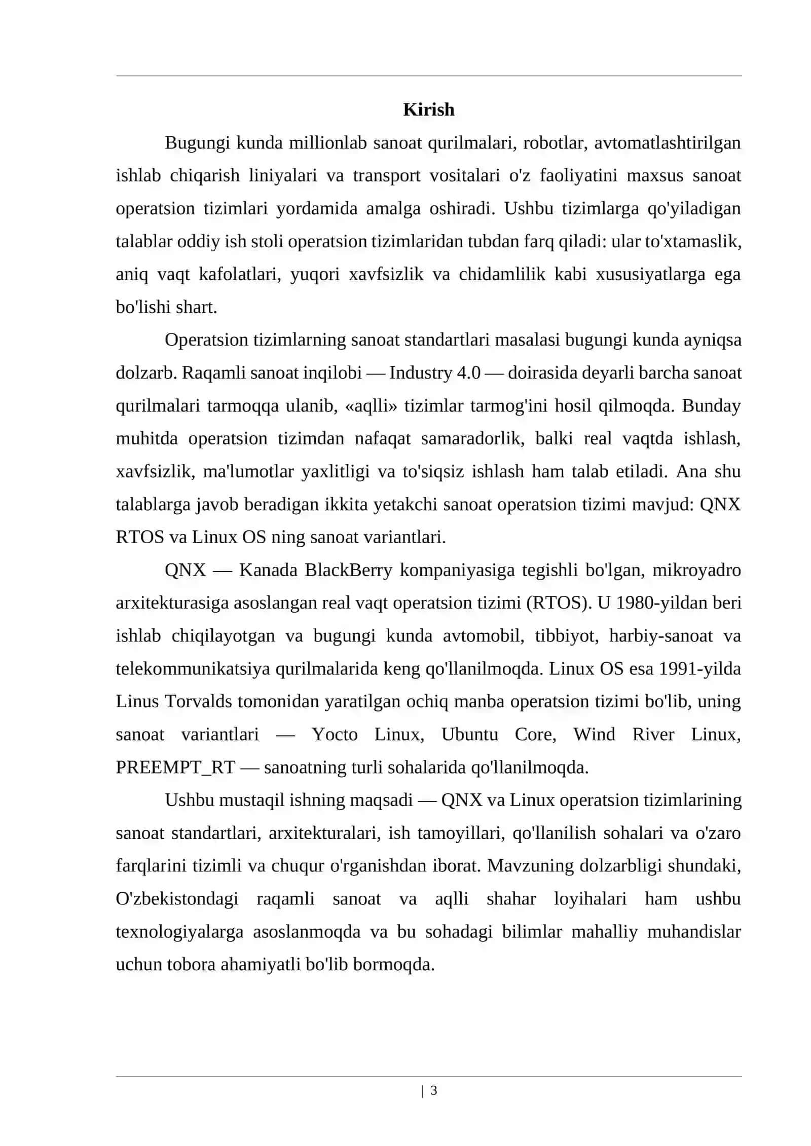 OTning sanoat standartlari (QNX, Linux OS) 3