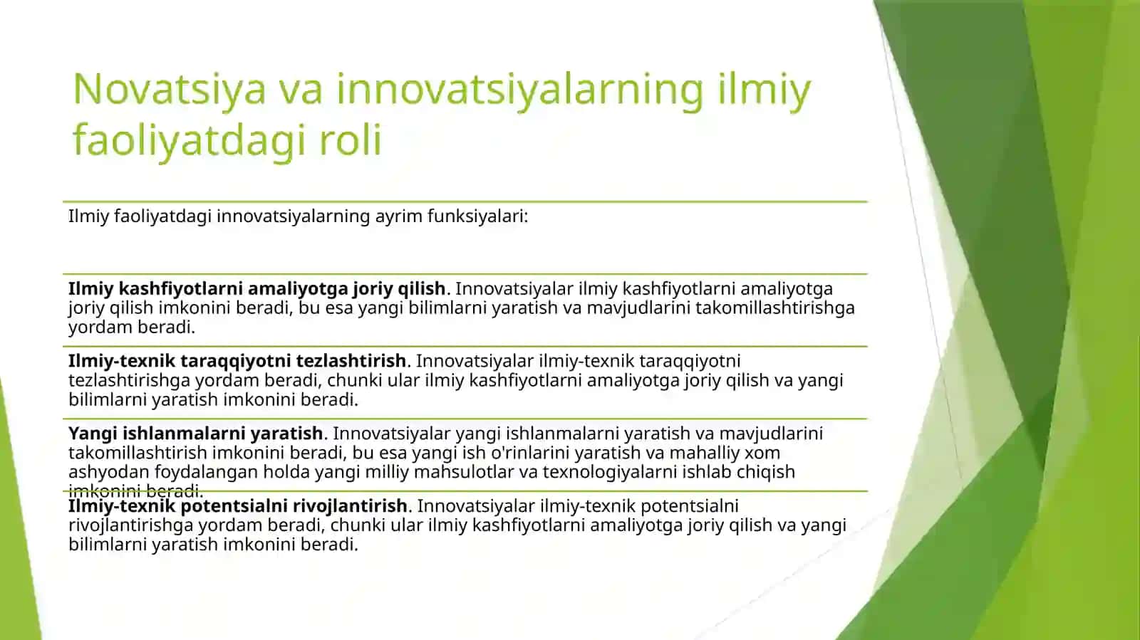 NOVATSIYA VA INNOVATSIYALAR HOZIRGI ZAMON ILMIY TADQIQOTLARINING TARKIBIY QISMI 3