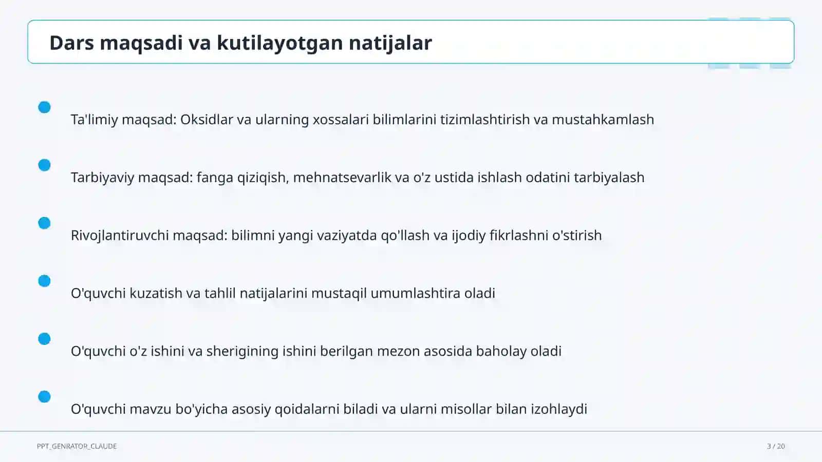 Oksidlar va ularning xossalari (8-sinf) 3