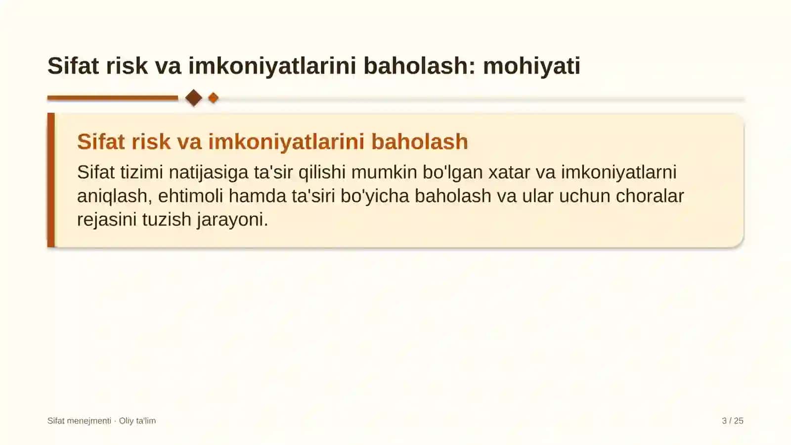 atrof muhitni muhofaza qilish organlarida sifat bilan bog'liq risk va imkoniyatlarni baholash 7890 3