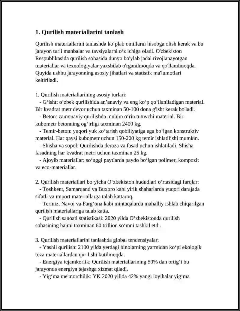 Qurilish Materiallarini Tanlash 3
