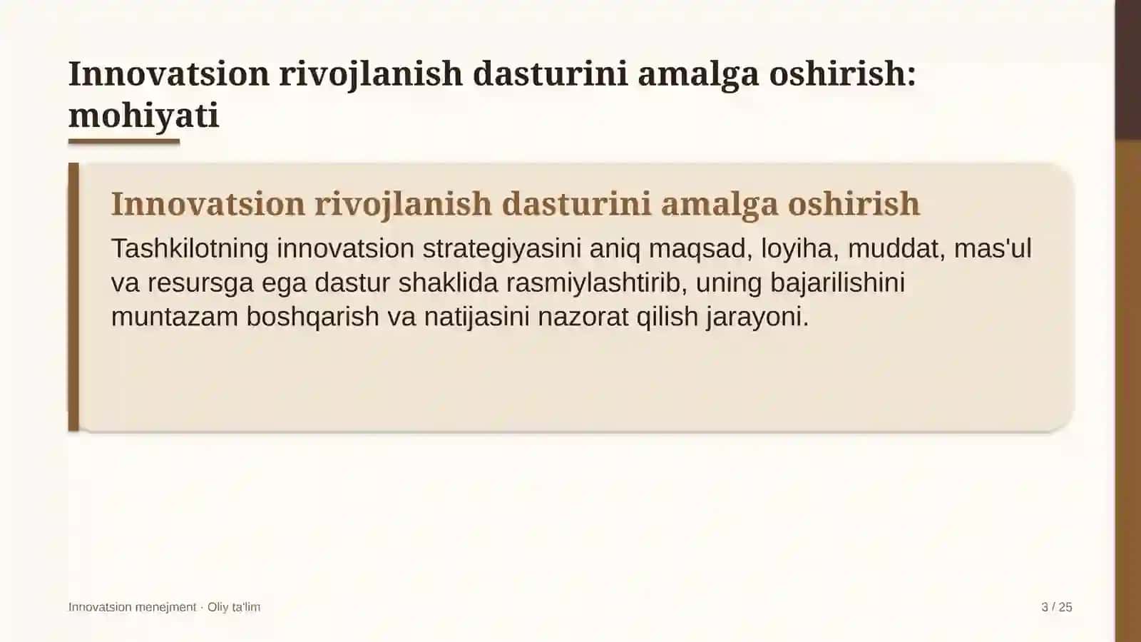 Innovatsion menejment · Oliy ta'lim 3