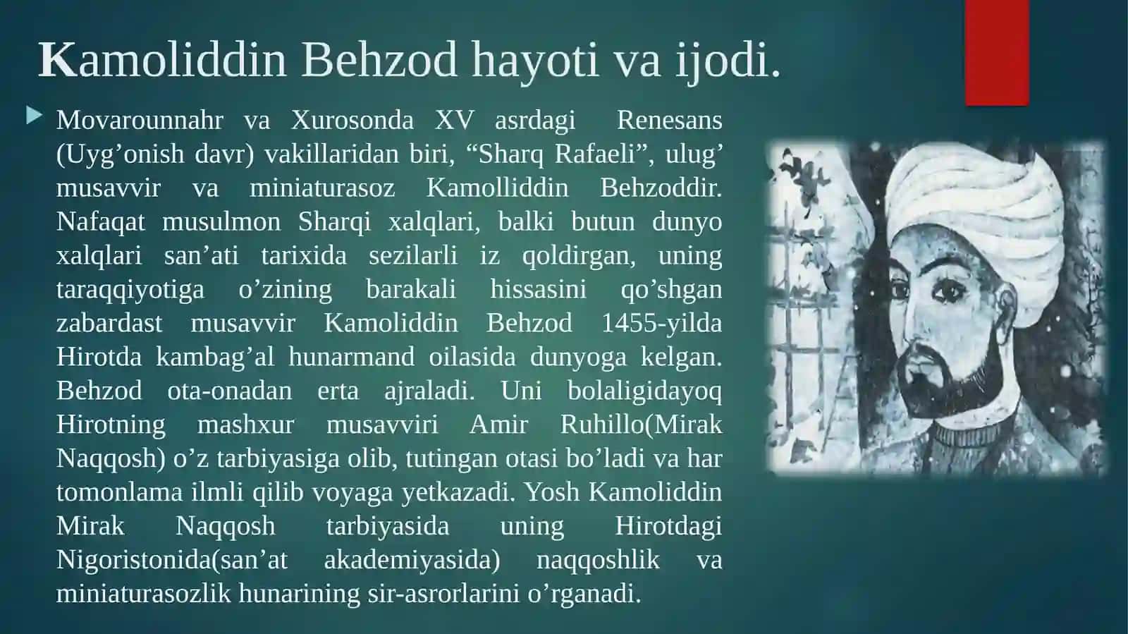 Kamoliddin Behzodi ijodi va portretlari 3