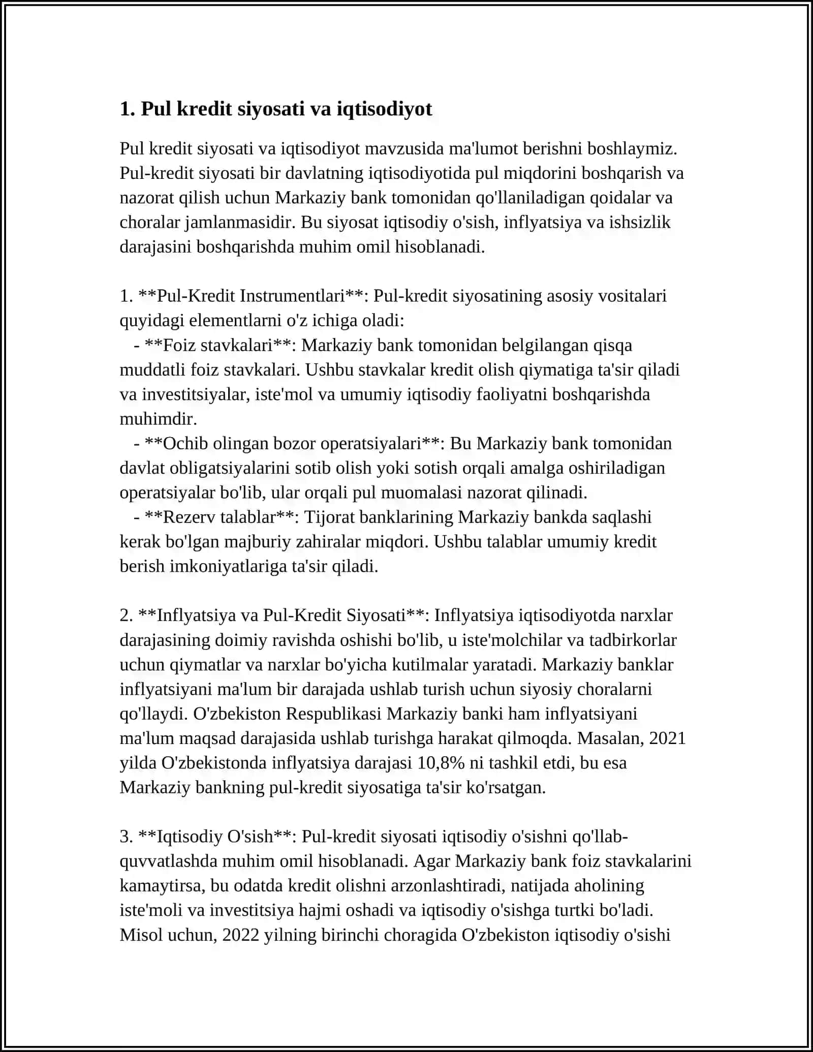 PUL KREDIT SEKTORINING IQTISODIY TAHLILI 3