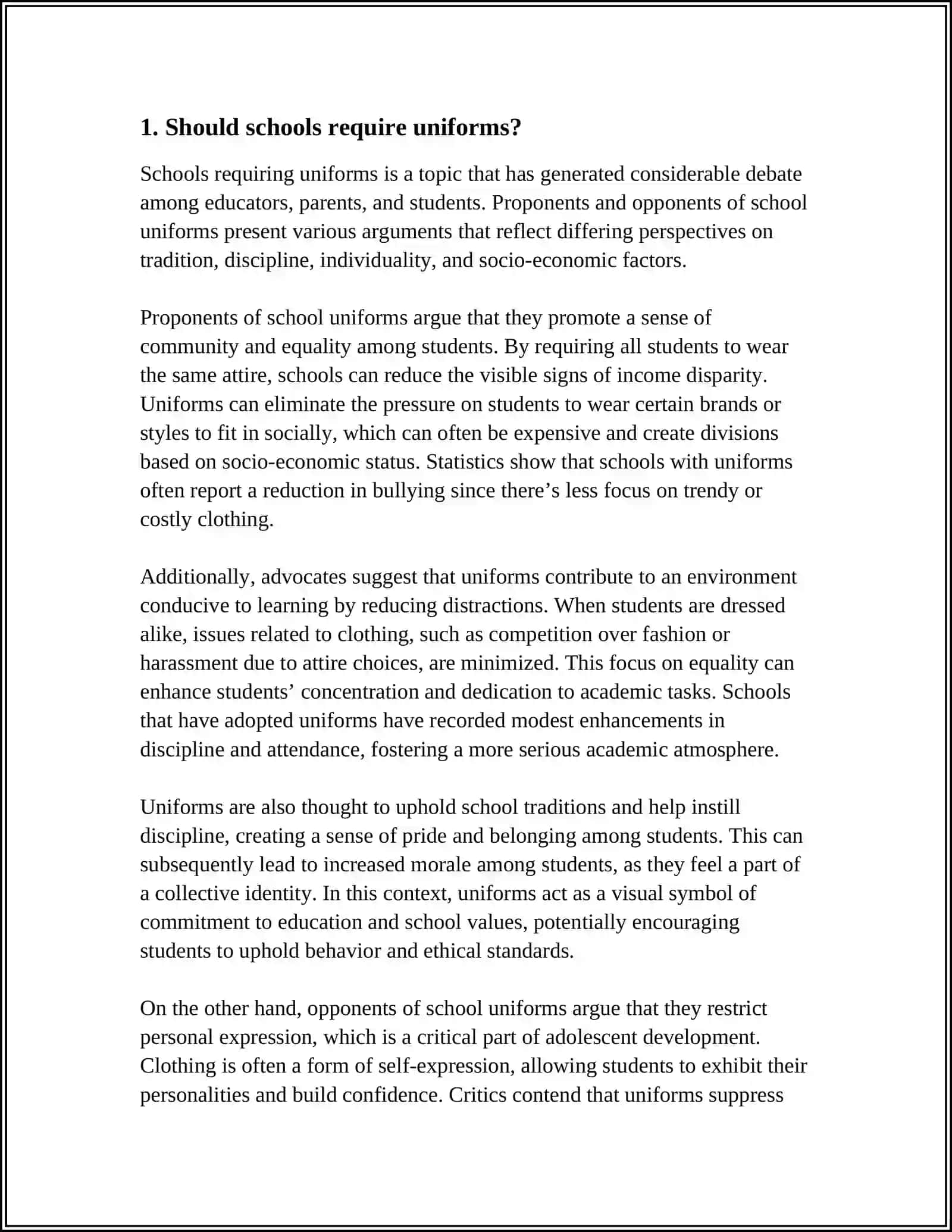 PRACTICE:WRITING A SHORT FOR AND AGAINST ESSAY 3