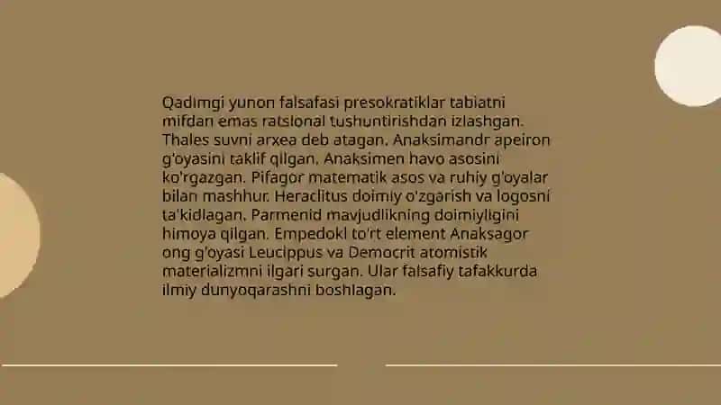 Falsafiy tafakkur taraqqiyoti bosqichlari. Gʻarb falsafasi 3