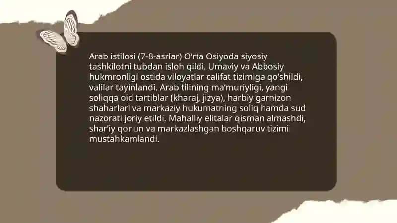 Arablarning O’rta Osiyoni isloh qilishi 3