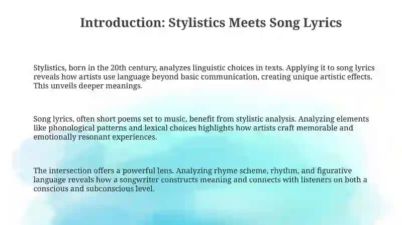 Stylistics in song lyrics 3