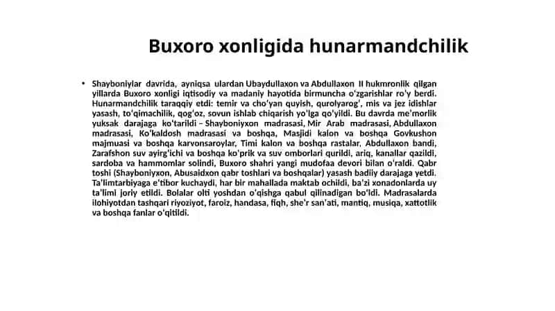 Buxoroxonligidahunarmandchilikva s avdo-sotiq munosabatlari 3