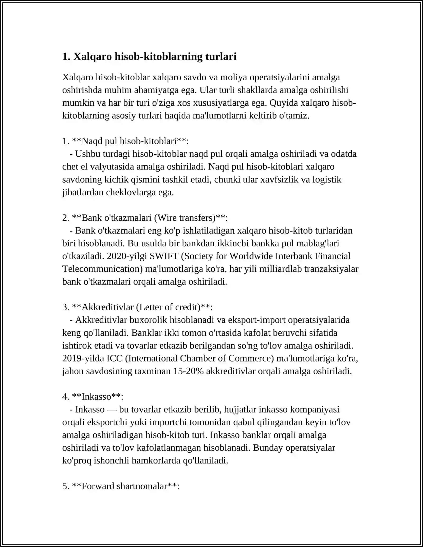 XALQARO HISOB-KITOBLAR VA ULARNING SHAKLLARI 3