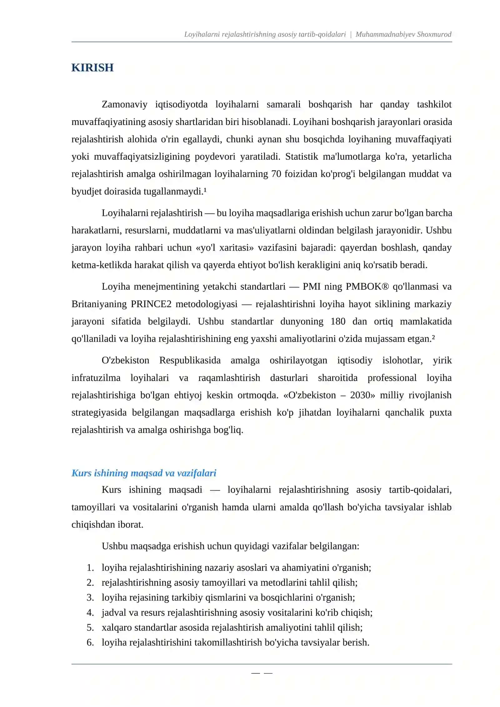 LOYIHALARNI REJALASHTIRISHNING ASOSIY TARTIB-QOIDALARI 3