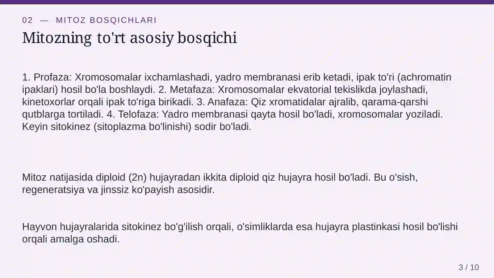 Mitoz va meyoz bo'linish jarayonlari 3