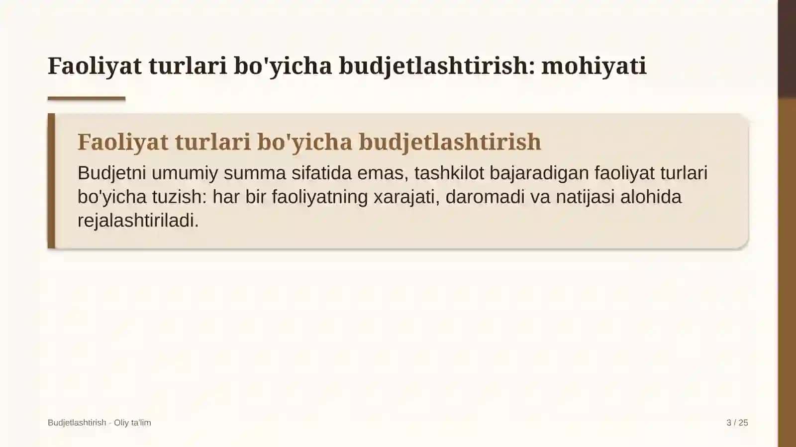 televideniyeda faoliyat turlari bo'yicha budjetlashtirish 6517 3