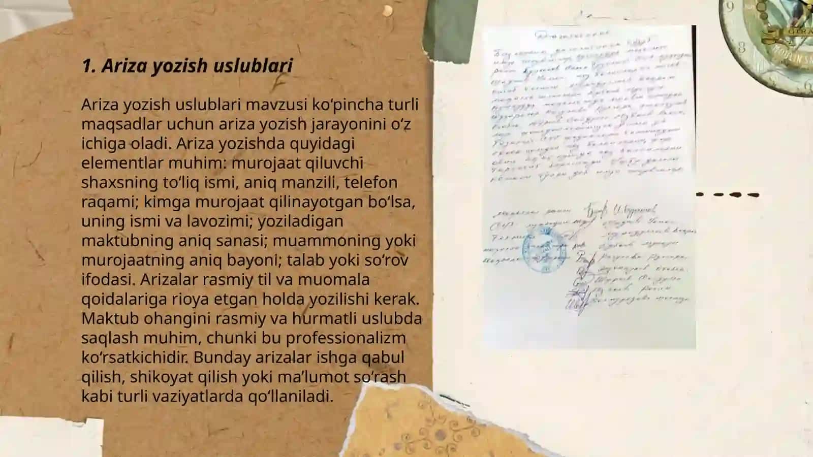 Nutqning uslubiy shakllari (Ariza,bildirishnoma,tushuntirish xati) 3